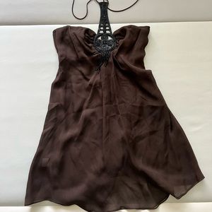 Ingwa;melero brown chiffon top